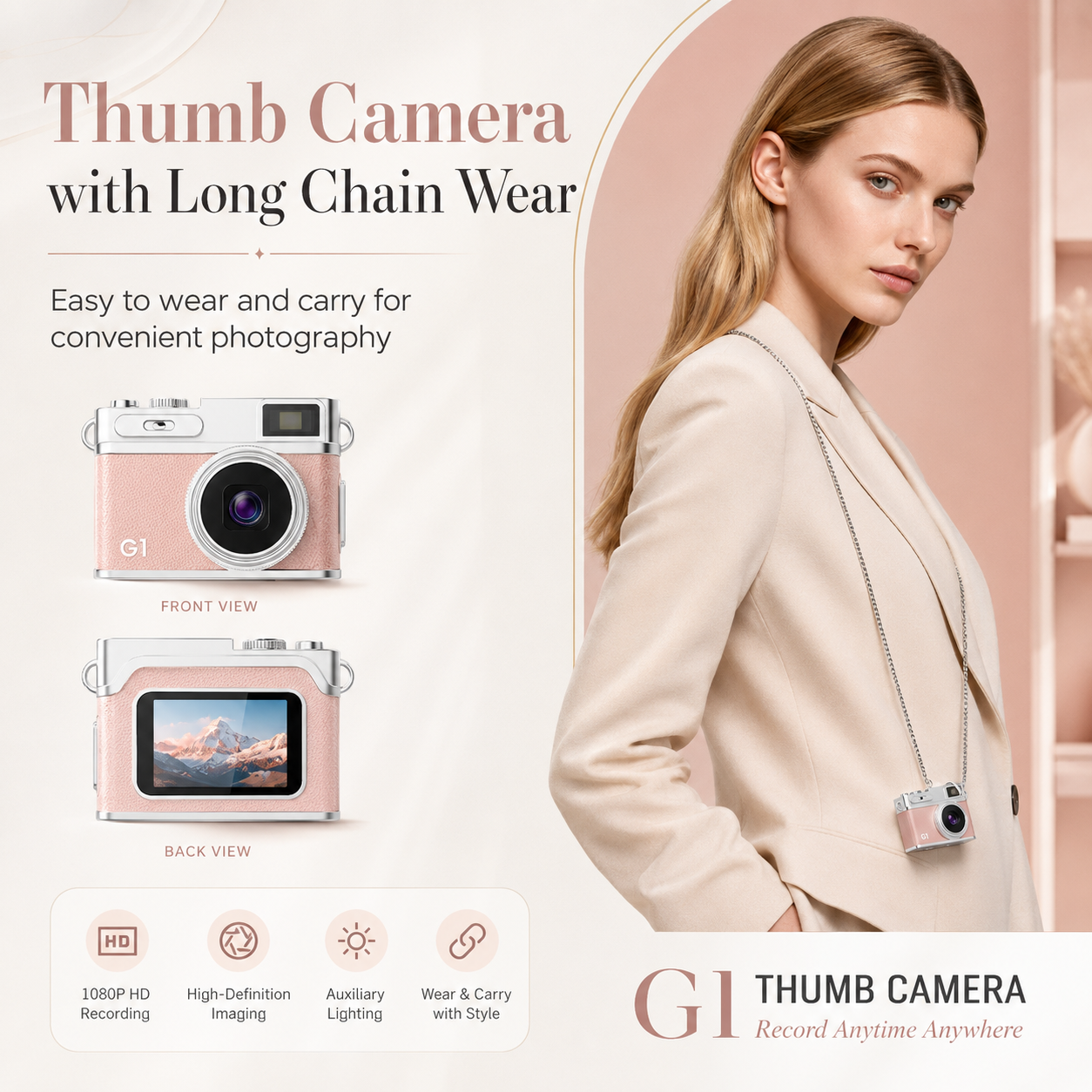 MiniLens G1 Retro Pocket Camera – 1080P HD Mini Digital Keychain Camera